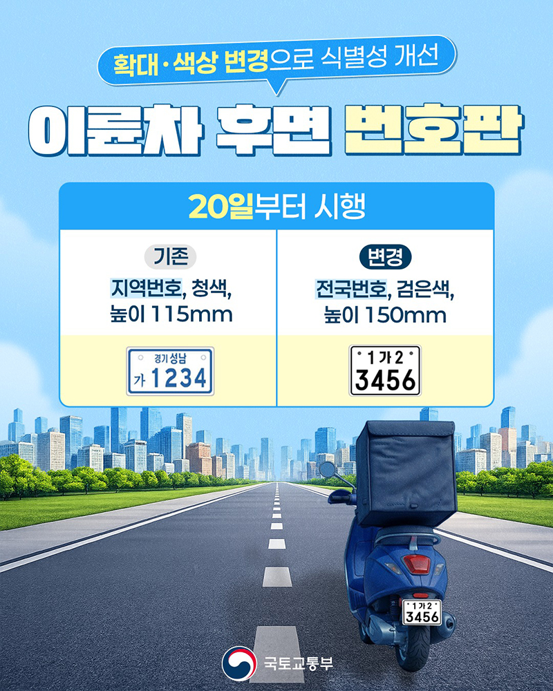 난폭운전 이륜차 번호판 30% 커져 단속 쉬워진다